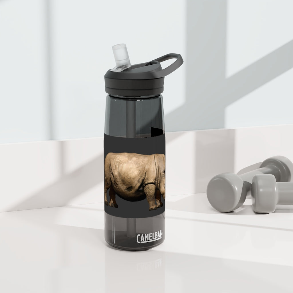 Rhino CamelBak Eddy® Water Bottle in 20oz and 25oz sizes, showcasing its durable Tritan™ material and spill-proof design.